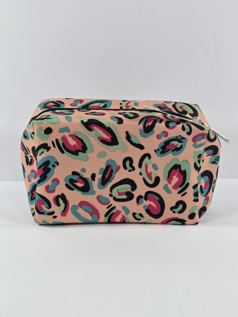 Clinique Pink And Teal Leopard Print Cosmetic Bag